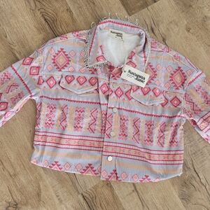 Savanna Jane Pink and Gray Patterned Jacket